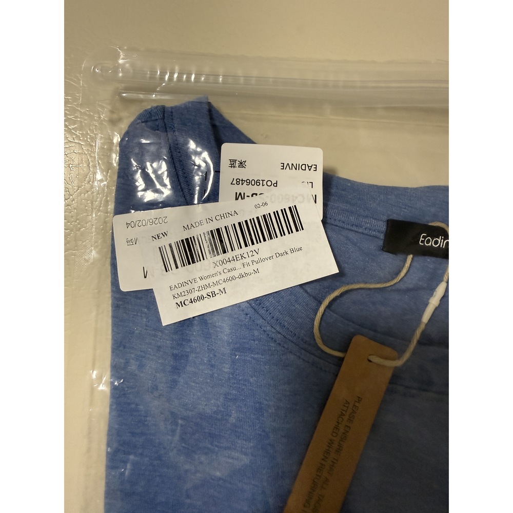 Dark Blue 3/4 Sleeve Tunic Top, Crew neck, loose fit. Size M - Picture 6 of 9